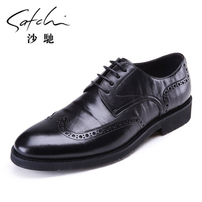 

Sha Chi breathable business dress mens lace Brock carved shoes 96561209Z black 40