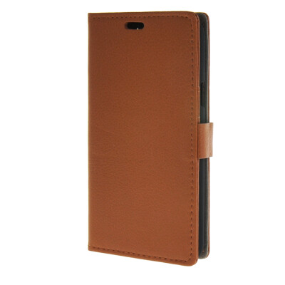 

MOONCASE Litch Skin Leather Card Slot Wallet Bracket Back Case Cover for Samsung Galaxy J7 Brown