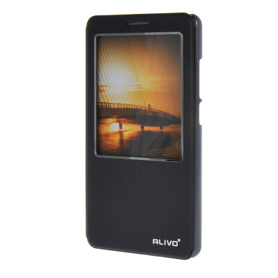 

MOONCASE Huawei Ascend Mate 7 Case View Slim Leather Flip Pouch Bracket Back Cover Sapphire