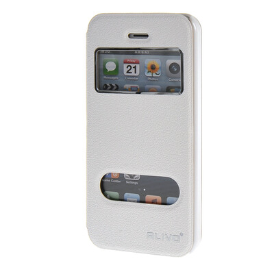 

MOONCASE iPhone 5G / 5S Case View Slim Leather Flip Pouch Bracket Back Cover White