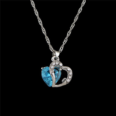

Fashion Womens Purple Gemstone Chain Crystal Heart Necklace Pendant Jewelry Gift