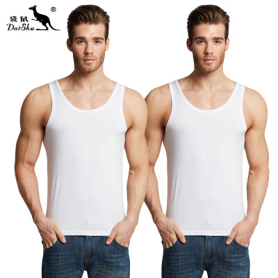 

Kangaroo DaiShu 2 pieces mens vest mens cotton casual sports tide mens vest bottoming shirt white white XXL