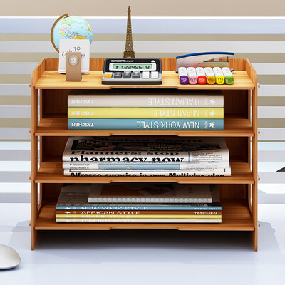 

Wanshijia office supplies desktop storage box finishing storage debris file rack office multi-layer data bookshelf JD-B02 cherry wood