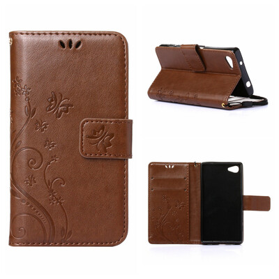 

MOONCASE Flower Pattern Premium Soft PU Leather Case Cover For Sony Xperia Z5 Compact