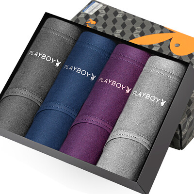 

Playboy PLAYBOY Panties Mens Mens Stretch Cotton Muscle Root Bronzing Triangle Briefs 4 Gift Boxes Dark Gray Merlin Dark Purple Flower Grey
