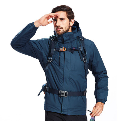 

Camel brand outdoor jacket two-piece three-in-one jacket waterproof warm P7W270706 iron gray blue ink blue M male