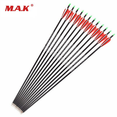 

12 pcs Carbon Arrow 28 Inches Spine 500 OD 78mm Replaceable Arrowhead for CompoundRecurve Bow Archery Hunting Shooting
