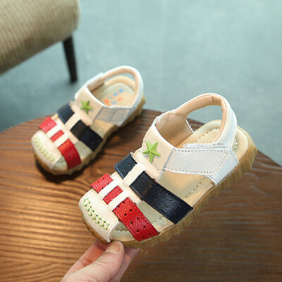 

Kids Shoes Summer Boys Sandals 2018 New Fashion PU Leather Boys Shoes Closed Toe Soft Non-slip Children Casual Beach Shoes