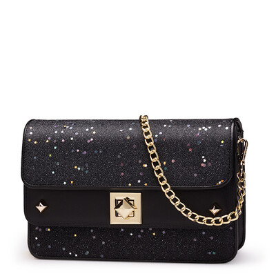 

Golden Fox FOXER bag female cowhide fashion glitter pink star lady wild shoulder bag mini ins ladies messenger bag small square bag 941023F1W rose gold