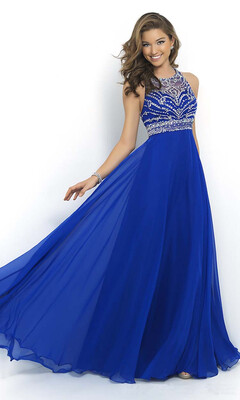 

A-Line Scoop Long Chiffon Prom Dress Evening Gown with Beading