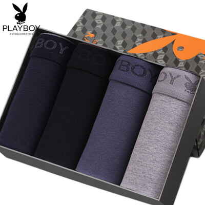 

Playboy Men&39s Underwear Pure Cotton Waist Panties Men&39s Boxer Shorts 4 Gift Box Multi-color