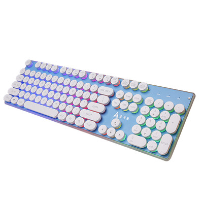 

Jinhetian crystal love K14 mechanical hand eat chicken keyboard retro round keycap keyboard 104 key wired keyboard three color dimming with breathing light