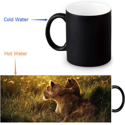 

Lion 350ml12oz Heat Reveal Mug Color Change Coffee Cup Sensitive Morphing Mugs Magic Mug Milk Tea Cups