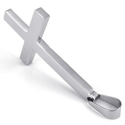 

Hpolw Mens&Womens Stainless Steel Casting sterling silver Cross Necklace Pendant18-26 inch Chain