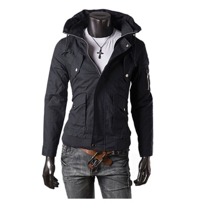

Zogaa Mens Jacket Double Collar Casual Pure Color Slim