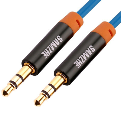 

Shanze SAMZHE YPL-8320 35mm advanced stereo phone car AUX audio cable copper wire core gold version of the public on the public blue 2 meters