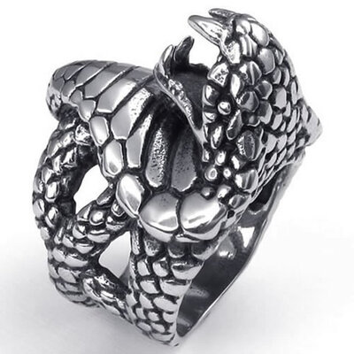 

Hpolw mens Super Fashion Vintage black&silver Stainless Steel Gothic Biker Animal/ Snake Ring