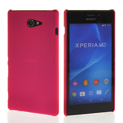 

MOONCASE Hard Rubberized Rubber Coating Devise Back Case Cover for Sony Xperia M2 Hot pink