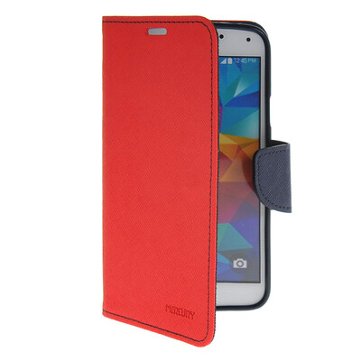 

MOONCASE Classic cross pattern Leather Side Flip with Kickstand Shell Back Case Cover for Samsung Galaxy S5 I9600 Red