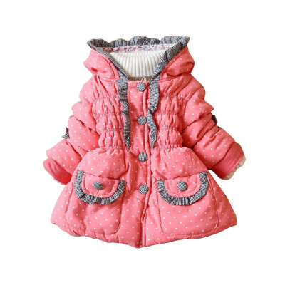 

Toddler Baby Girl winter Dot Hooded Warm Cotton Coat puffer Jacket Kids Outwear