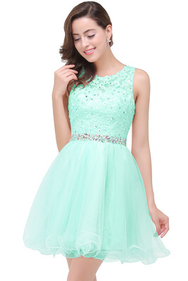 

Tulle Beaded Crystal Short Prom Evening Homecoming Dress Cocktail Pageant Cocktail Gown
