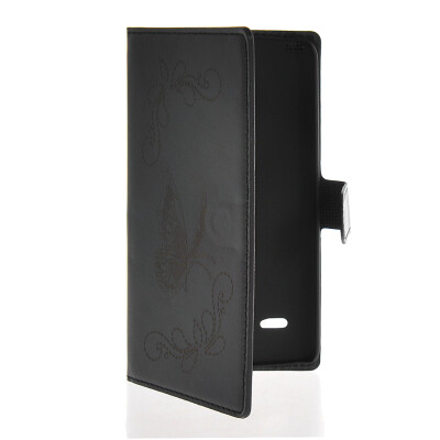 

MOONCASE Butterfly Design Leather Side Flip Wallet Card Slot Pouch Stand Shell Back ЧЕХОЛ ДЛЯ LG G3 Stylus D690 Black