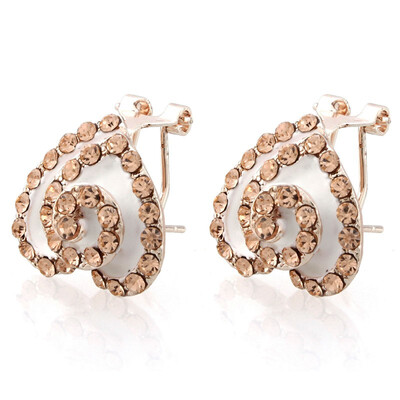 

Womens Mini Shine Rhinestone Exquisite Ear Studs Earring Cute European Hot WHITE PEACH HEART