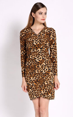 

Sexy Womens Leopard Long Sleeve Slim Bodycon Party Cocktail Evening Mini Dress