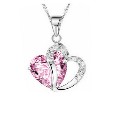 

Fashion Women Heart Crystal Rhinestone Silver Chain Pendant Necklace Cheap