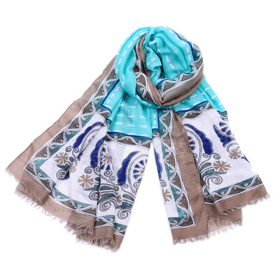 

JeouLy hot sale Printing Scarf Women linen Long Scarves Luxury Brand Shawl Wraps Viscose Hijab Scarf sunscreen shawls 100x180cm