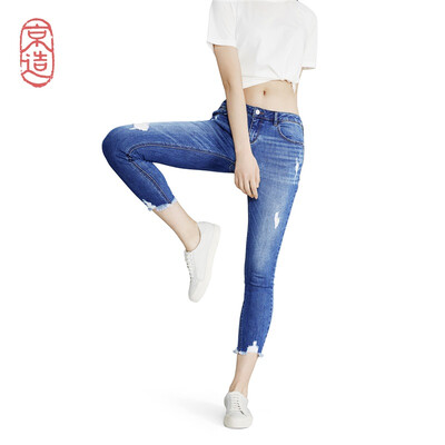 

JZAO Jeans for women Holes Summer jeans