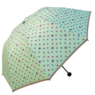 

【Jingdong Supermarket】 Paradise umbrella UPF50 + (case of light color) black silk silk dotted three fold mushroom sunny umbrella sun umbrella fruit green 30075ELCJ