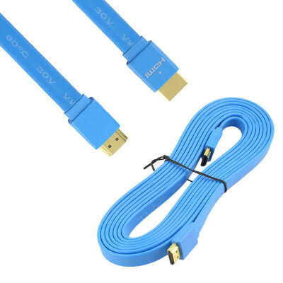 

Квартира Лапша Кабель HDMI HDMI HighSpeed ​​Для 3D HDTV DVD 1.5m 3m 3m 5m синий