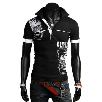 

CT&HF Men Leisure Fashion Silm Short Sleeve T-Shirt Korea Printing Lapel POLO Shirt Summer Hot Selling Handsome Personality Tops