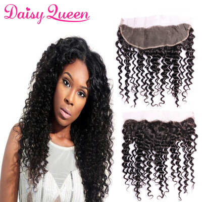 

Brazilian Deep Wave Lace Frontal Closure 13x4 Ear To Ear Human Hair Frontal Natural Black Remy Hair Pre Plucked