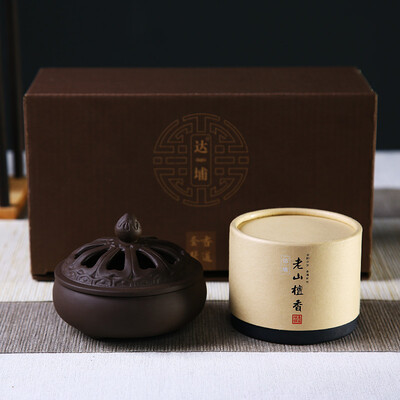 

Dapu dapu Laoshan sandalwood 2 hours home incense purple sand dish incense burner set Buddha incense indoor deodorant