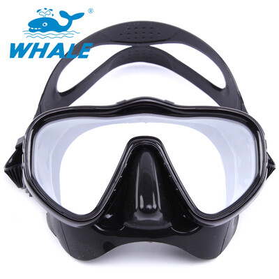 

Whale Brand Professional Diving Mask Goggles Wide Vision Watersports Оборудование с анти-туманом Цельная линза Закаленное стекло