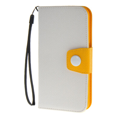 

MOONCASE Samsung Galaxy S6 Case Wrist Strap Two Tone Leather Flip Wallet Card Slot Bracket Back Case Cover White Yellow