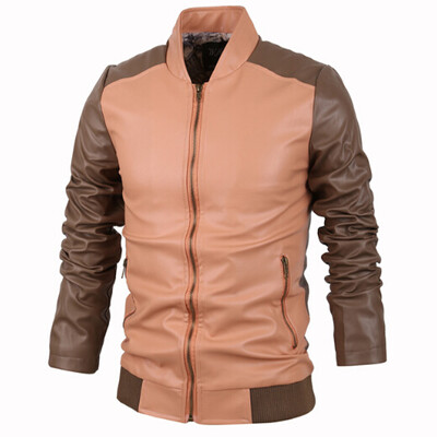 

Zogaa New Mens Leather Clothing Splice Soft