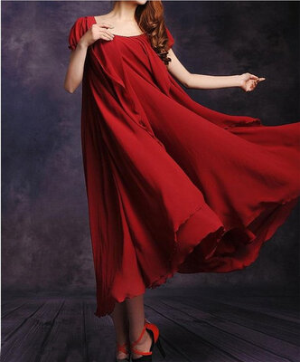 

Womens Maxi chiffon Vintage Style Short Sleeve Long Ball Party Irregular Evening Dress