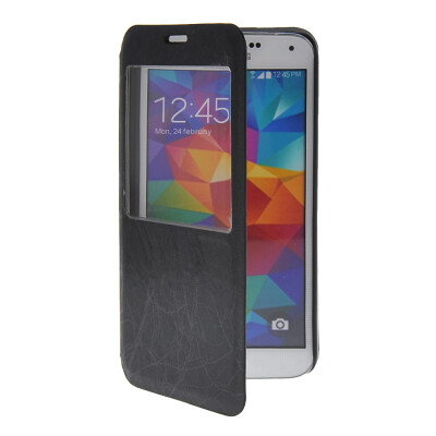 

MOONCASE View Window Leather Side Flip Pouch Slim Shell Back чехол для Samsung Galaxy S5 I9600 Black