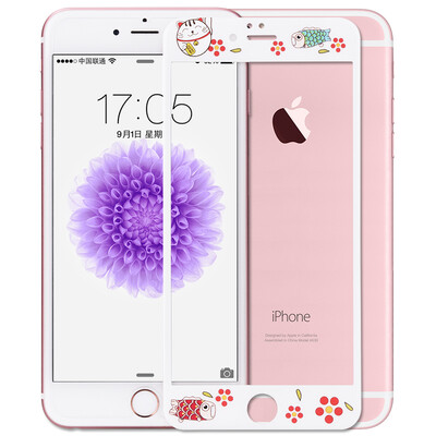 

Paizi iphone6s plus / 6plus закаленная пленка Apple 6splus закаленная пленка полноэкранная полноцветная пленка покрытия nano 3D мультфильм цветная пленка Lucky Cat 5.5 дюймов