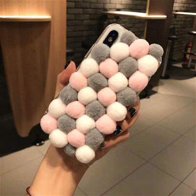 

Мода смешно 3D Кролик Мех животных мяч мягкий мало Hairball Пластик крышка для iphone 6 6s 5 5s se чехол для iphone 7 8 плюс