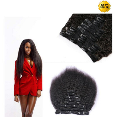 

Protea Hair Brazilian Remy Kinky Straight Clip In Hair 8a Grade Coarse Yaki Hair Extensions 8pcsset 120g