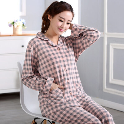 

Arctic velvet pajamas home service cotton couples pajamas cartoon models lattice men&women on the clubbing set clothes B541101912-4 female big grid XXL