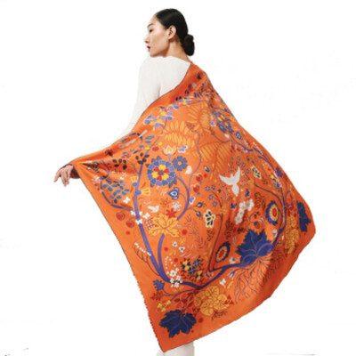 

Silk Shawl Scarf 100 authentic Brand New Gift Box Flower Print Women Auth Rare Big Square 108 108CM