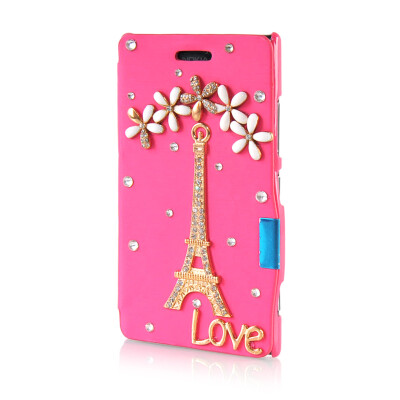 

MOONCASE Luxury Flower Crystal Leather Side Flip Wallet Pouch ЧЕХОЛ ДЛЯ Nokia Lumia 925