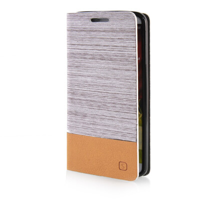 

MOONCASE Canvas Design Leather Side Flip Wallet Pouch Stand Shell Back ЧЕХОЛ ДЛЯ LG G2 Light Brown