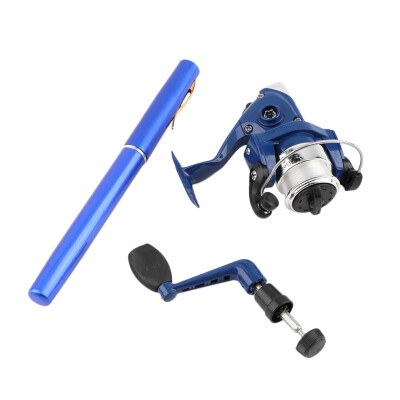 

Mini Ice Fishing Pen Rod-shaped Fishing Tackle Kit Wheel Reel Fishing Line Blue