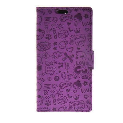 

MOONCASE Cute Little Witch Leather Side Flip Wallet Card Holder Stand Pouch ЧЕХОЛ ДЛЯ Huawei Ascend Y625 Purple